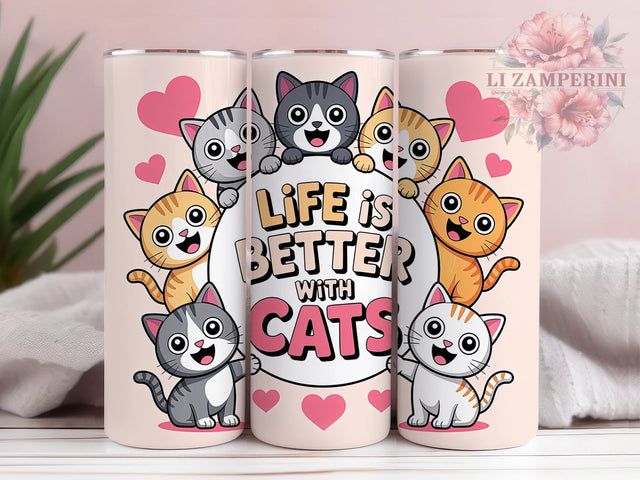 Pink Kitty Cat Mom Tumbler Wrap, Pink Kitty Design, Pet Quote Art, Feline Friend Cup, Cat Mom Gift, Cute Cat Wrap, Animal Lover Sublimation Sublimation Li Zamperini 