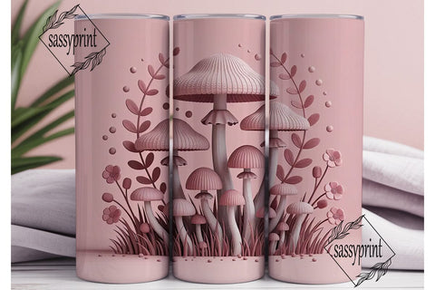 Pink Knitted Mushroom Tumbler Wrap Sublimation sassyprint 