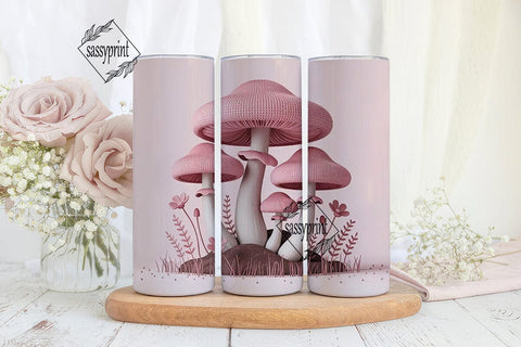 Pink Knitted Mushroom Tumbler Wrap Sublimation sassyprint 
