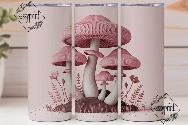 Pink Knitted Mushroom Tumbler Wrap Sublimation sassyprint 