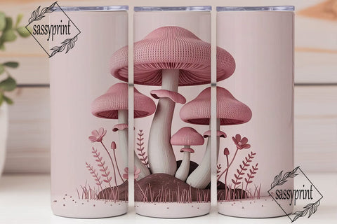 Pink Knitted Mushroom Tumbler Wrap Sublimation sassyprint 