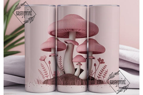 Pink Knitted Mushroom Tumbler Wrap Sublimation sassyprint 