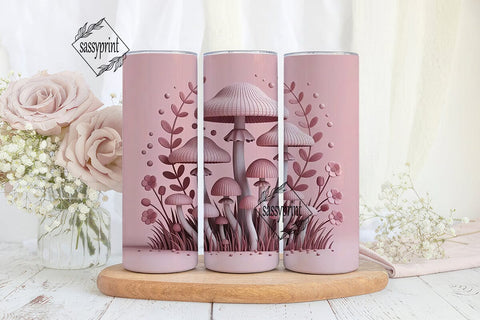 Pink Knitted Mushroom Tumbler Wrap Sublimation sassyprint 