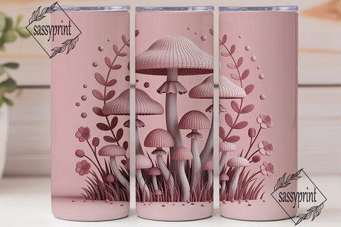 Pink Knitted Mushroom Tumbler Wrap Sublimation sassyprint 