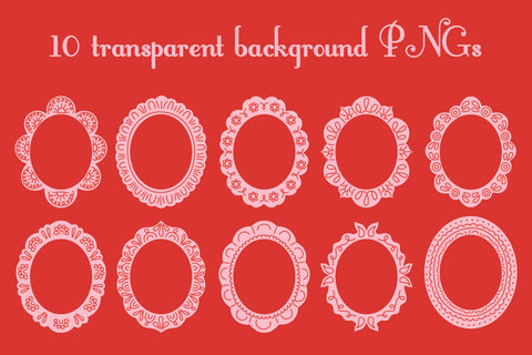 Pink Lace Oval Frames PNG Card Template Sublimation Rin Green 