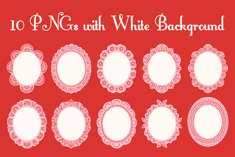 Pink Lace Oval Frames PNG Card Template Sublimation Rin Green 