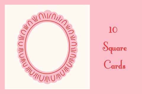 Pink Lace Oval Frames PNG Card Template Sublimation Rin Green 