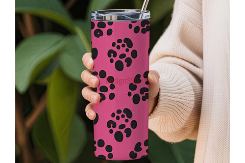 Pink Leopard 20oz Tumbler Wrap Sublimation DesignSVG 