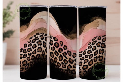 Pink Leopard 20oz Tumbler Wrap Sublimation PixelChick 