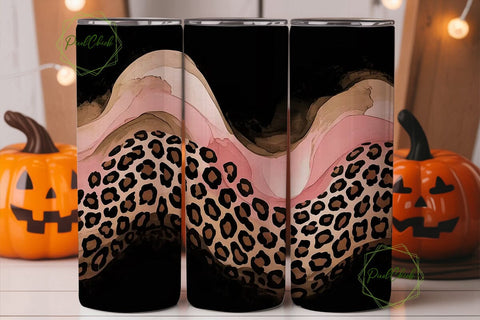 Pink Leopard 20oz Tumbler Wrap Sublimation PixelChick 