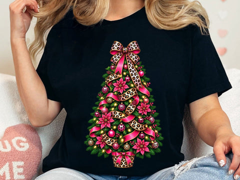 Pink Leopard Christmas Tree Clipart PNG SVG artprintfile 
