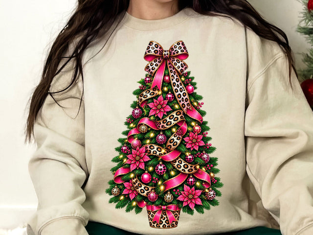 Pink Leopard Christmas Tree Clipart PNG SVG artprintfile 