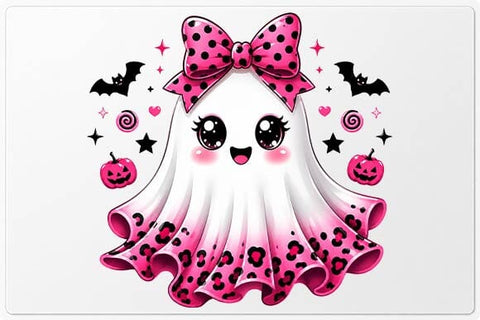 Pink Leopard Ghost PNG, Cute Coquette Halloween Sublimation SVG BillahCrafts 