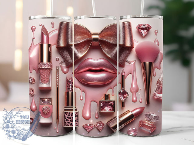Pink Leopard Glam Lipstick Tumbler, Leopard Print Cup Wrap, 20Oz Sublimation Design, Bow And Heart Tumbler, Glam Makeup Drinkware, Fashionista Coffee Mug, Chic Cosmetic Cup Sublimation ToriDesigns 