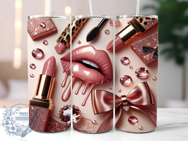Pink Leopard Glam Lipstick Tumbler, Leopard Print Cup Wrap, 20Oz Sublimation Design, Bow And Heart Tumbler, Glam Makeup Drinkware, Fashionista Coffee Mug, Chic Cosmetic Cup Sublimation ToriDesigns 