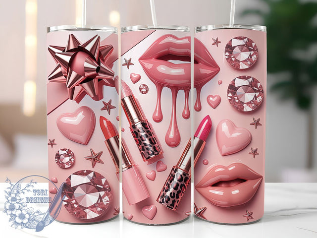 Pink Leopard Glam Lipstick Tumbler, Leopard Print Cup Wrap, 20Oz Sublimation Design, Bow And Heart Tumbler, Glam Makeup Drinkware, Fashionista Coffee Mug, Chic Cosmetic Cup Sublimation ToriDesigns 
