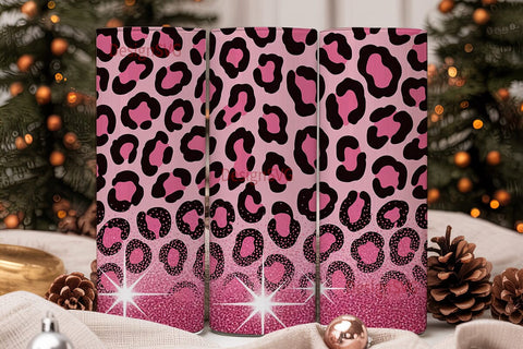 Pink Leopard Glitter 20oz Tumbler Wrap Sublimation DesignSVG 
