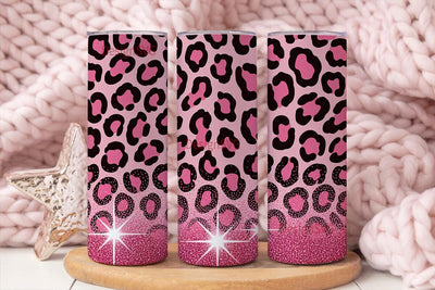 Pink Leopard Glitter 20oz Tumbler Wrap Sublimation DesignSVG 