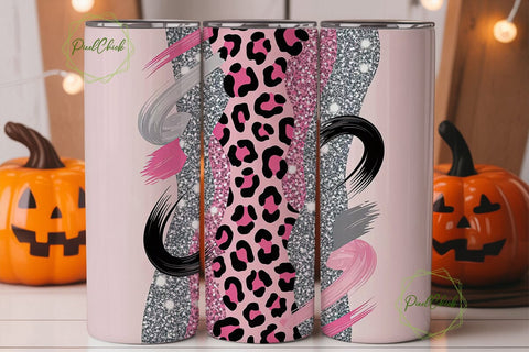 Pink Leopard Glitter Tumbler Wrap Sublimation PixelChick 