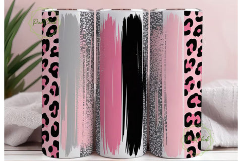 Pink Leopard Glitter Tumbler Wrap Sublimation PixelChick 