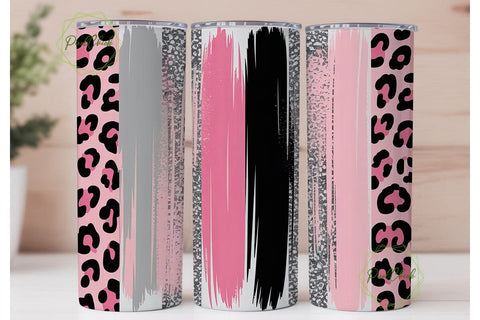 Pink Leopard Glitter Tumbler Wrap Sublimation PixelChick 
