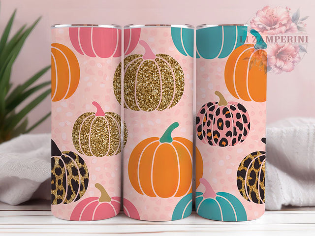 Pink Leopard Gold Pumpkin Fall Tumbler, Leopard Print Fall 20Oz Sublimation, Gold Pumpkin Coffee Cup, Chic Autumn Drinkware Design, Glam Harvest Mug Wrap, Trendy Fall Cup, Fashion Pumpkin Tumbler Sublimation Li Zamperini 