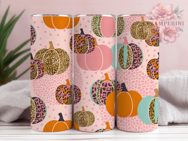 Pink Leopard Gold Pumpkin Fall Tumbler, Leopard Print Fall 20Oz Sublimation, Gold Pumpkin Coffee Cup, Chic Autumn Drinkware Design, Glam Harvest Mug Wrap, Trendy Fall Cup, Fashion Pumpkin Tumbler Sublimation Li Zamperini 