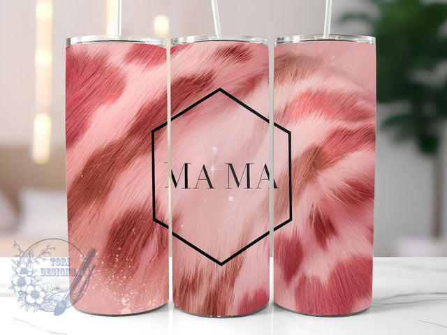 Pink Leopard Mama 20oz Skinny Tumbler, Mom Tumbler Png, Straight & Tapered Tumbler Wrap, Instant Digital Download Sublimation ToriDesigns 