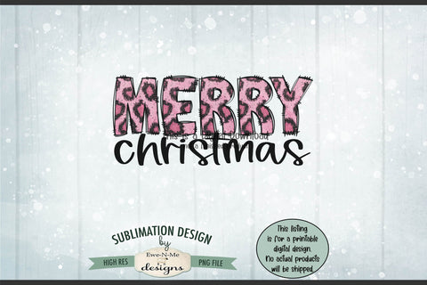 Pink Leopard Merry Christmas | PNG Design for Sublimation or DTF Sublimation Ewe-N-Me Designs 