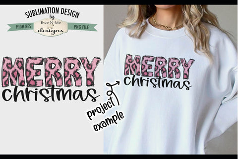 Pink Leopard Merry Christmas | PNG Design for Sublimation or DTF Sublimation Ewe-N-Me Designs 