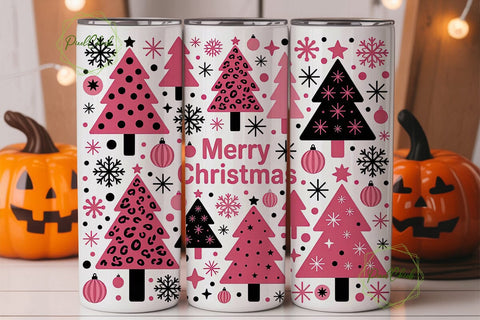 Pink Leopard Merry Christmas Tumbler Sublimation PixelChick 