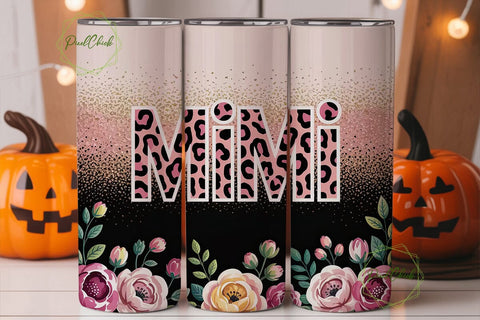 Pink Leopard Mimi Tumbler Wrap PNG Sublimation PixelChick 