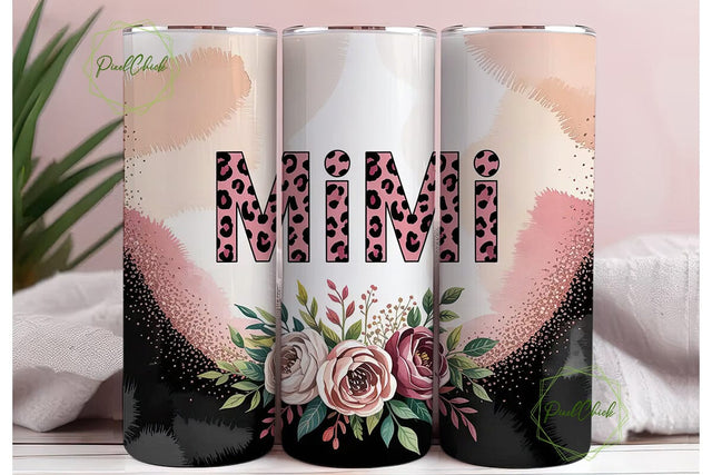 Pink Leopard Mimi Tumbler Wrap PNG Sublimation PixelChick 