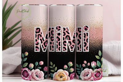 Pink Leopard Mimi Tumbler Wrap PNG Sublimation PixelChick 