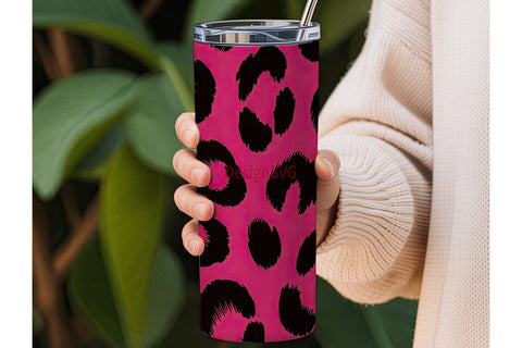 Pink Leopard Print 20oz Tumbler Wrap Sublimation DesignSVG 
