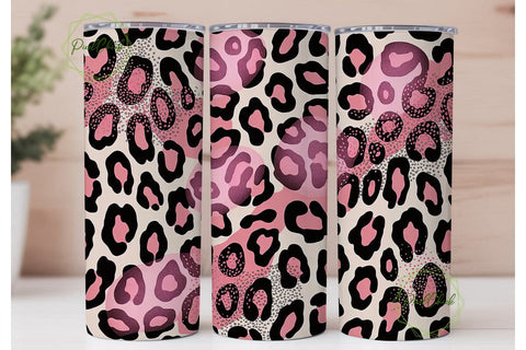 Pink Leopard Print 20oz Tumbler Wrap Sublimation PixelChick 