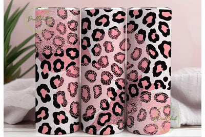 Pink Leopard Print 20oz Tumbler Wrap Sublimation PixelChick 