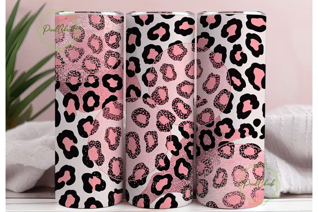 Pink Leopard Print 20oz Tumbler Wrap Sublimation PixelChick 