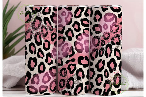 Pink Leopard Print 20oz Tumbler Wrap Sublimation PixelChick 