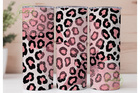 Pink Leopard Print 20oz Tumbler Wrap Sublimation PixelChick 