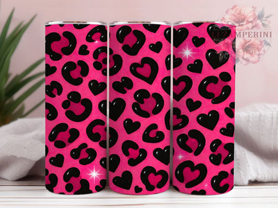 Pink Leopard Print Tumbler, Animal Print Wrap, Wild Style Design, Sublimation Cup, 20oz Skinny Tumbler, Fashion Drinkware, Safari Pattern Sublimation Li Zamperini 