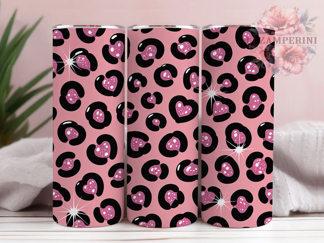 Pink Leopard Print Tumbler, Animal Print Wrap, Wild Style Design, Sublimation Cup, 20oz Skinny Tumbler, Fashion Drinkware, Safari Pattern Sublimation Li Zamperini 