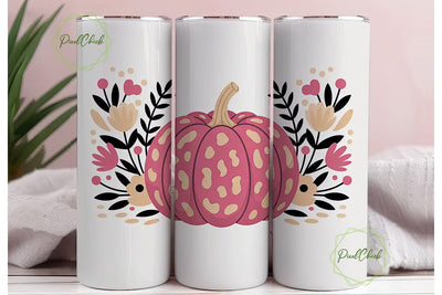 Pink Leopard Pumpkin 20oz Tumbler Wrap Sublimation PixelChick 