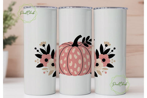 Pink Leopard Pumpkin 20oz Tumbler Wrap Sublimation PixelChick 
