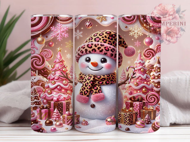 Pink Leopard Snowman 20oz Tumbler, Pink Leopard Snowman, Leopard Snowman, Pink Snowman Tumbler, Snowman Tumbler, Leopard Tumbler PNG, Pink Leopard PNG, 20oz Tumbler Wrap Sublimation Li Zamperini 