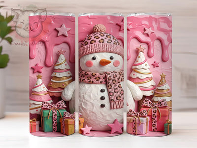 Pink Leopard Snowman 20oz Tumbler, Pink Snowman PNG, Leopard Snowman Sub, Pink Xmas Tumbler, Cheetah Snowman, Pink Cheetah Xmas, Cute Snowman Wrap, Trendy Snowman Sublimation Lara' s Designs 