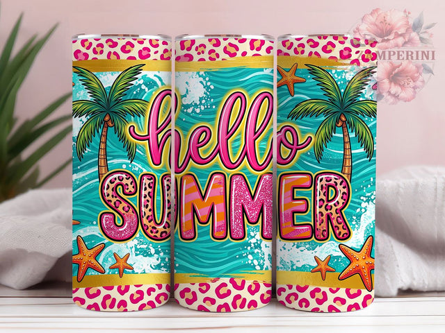 Pink Leopard Summer 20oz Tumbler, Pink Leopard Summer, 20oz Tumbler Wrap, Sublimation Design, Cute Leopard PNG, Pink Summer Tumbler Wrap, Leopard Tumbler Design, Digital Download Sublimation Li Zamperini 