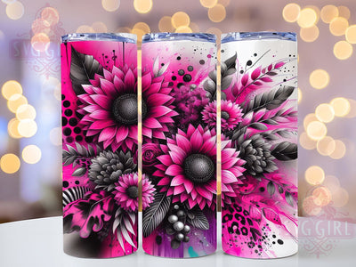 Pink Leopard Sunflower Tumbler Wrap, Leopard Print, Bold Floral, Glam Style, Wild Theme, Tumbler Wrap, Sublimation Design Sublimation SvggirlplusArt 