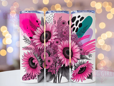 Pink Leopard Sunflower Tumbler Wrap, Leopard Print, Bold Floral, Glam Style, Wild Theme, Tumbler Wrap, Sublimation Design Sublimation SvggirlplusArt 