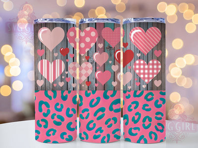 Pink Leopard Valentine Tumbler, Pink Hearts Tumbler, Leopard 20oz Wrap, Sublimation Design, Stylish Gift Idea, Leopard Heart Wrap, Valentine Leopard Tumbler Sublimation SvggirlplusArt 